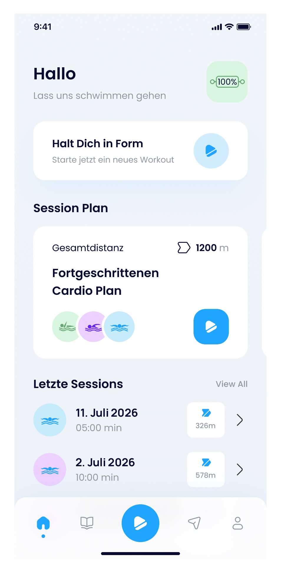 Application SwimLoop sur un smartphone